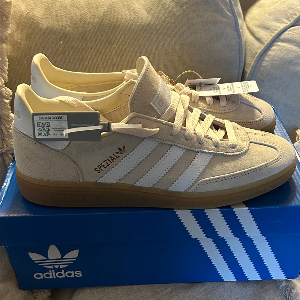 adidas Spezial Beige and White Suede Sneakers